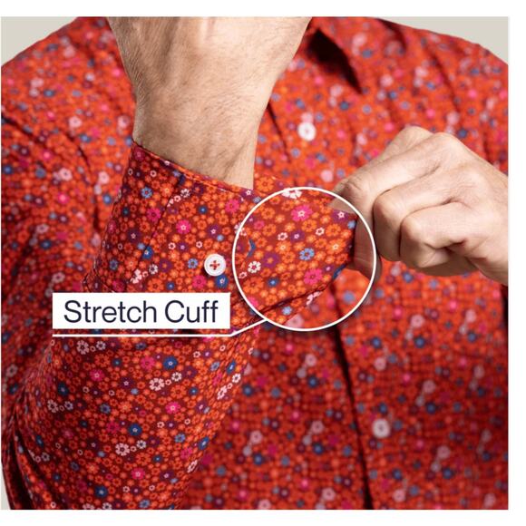 Joe & Bella Magnetic Button-Down Shirt Seth Orange Floral Print Men’s Medium - Picture 3 of 13